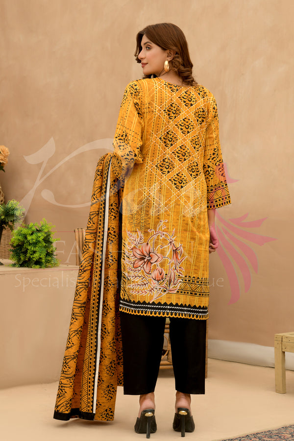 3PC Unstitched EMB Printed Lawn
