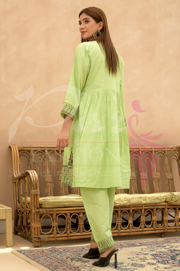 2PC Shirt Embroidered Frock
