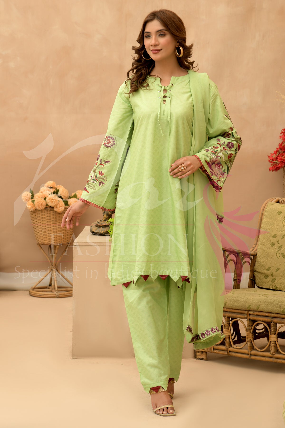 3PC Embroidered Frock