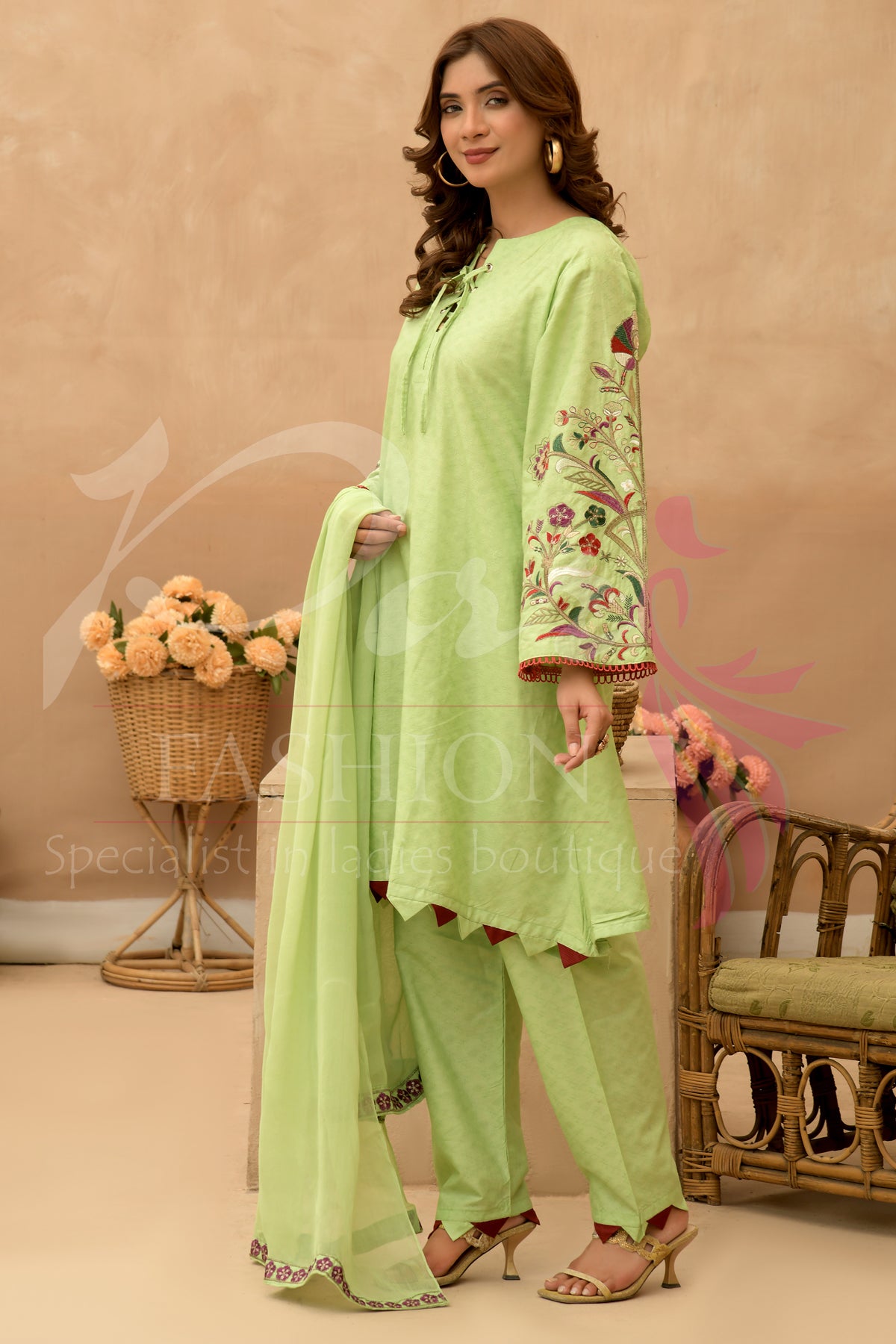 3PC Embroidered Frock