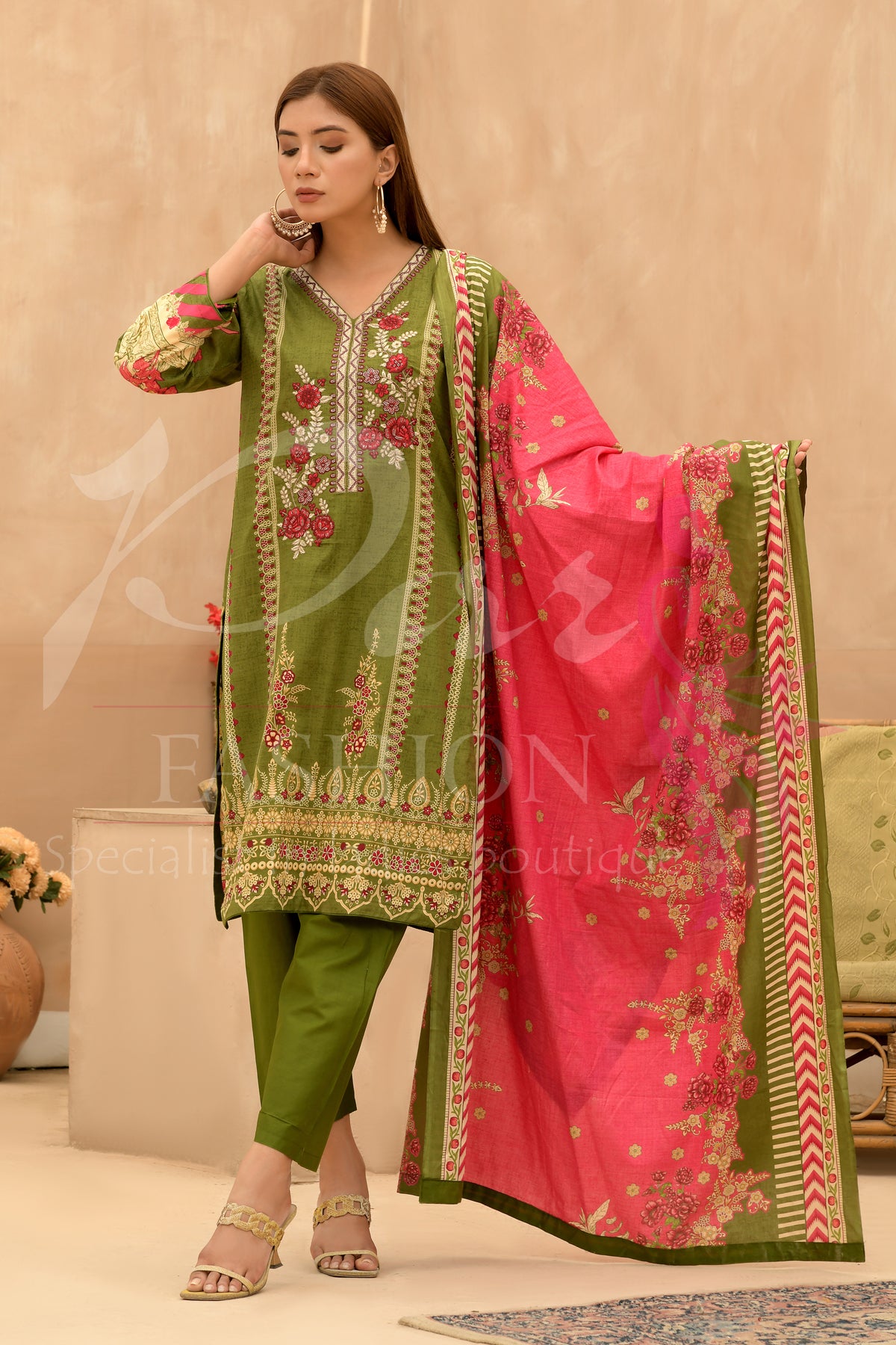 3PC Unstitched EMB Printed Lawn