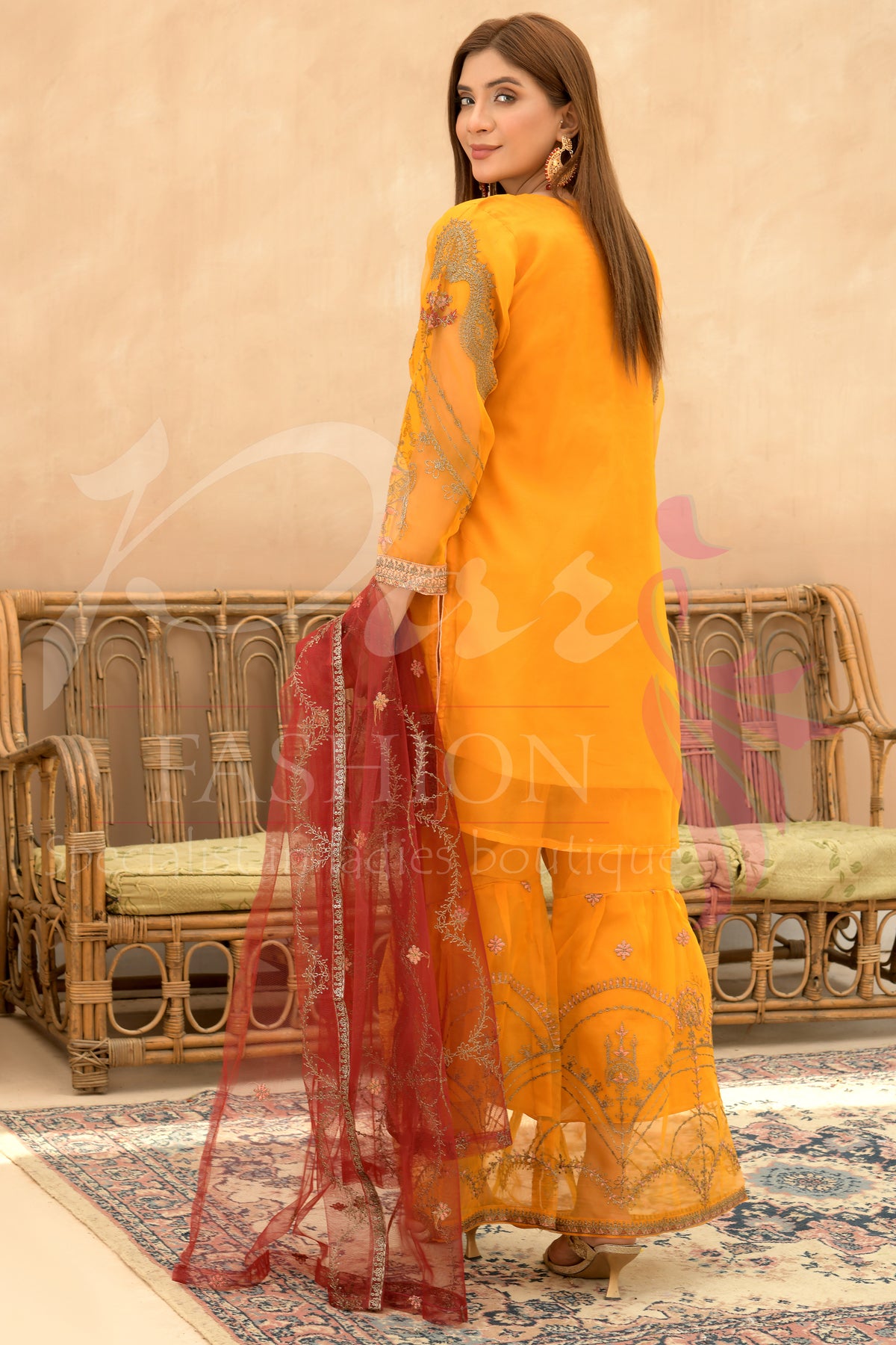 3PC Embroidered Organza Dress