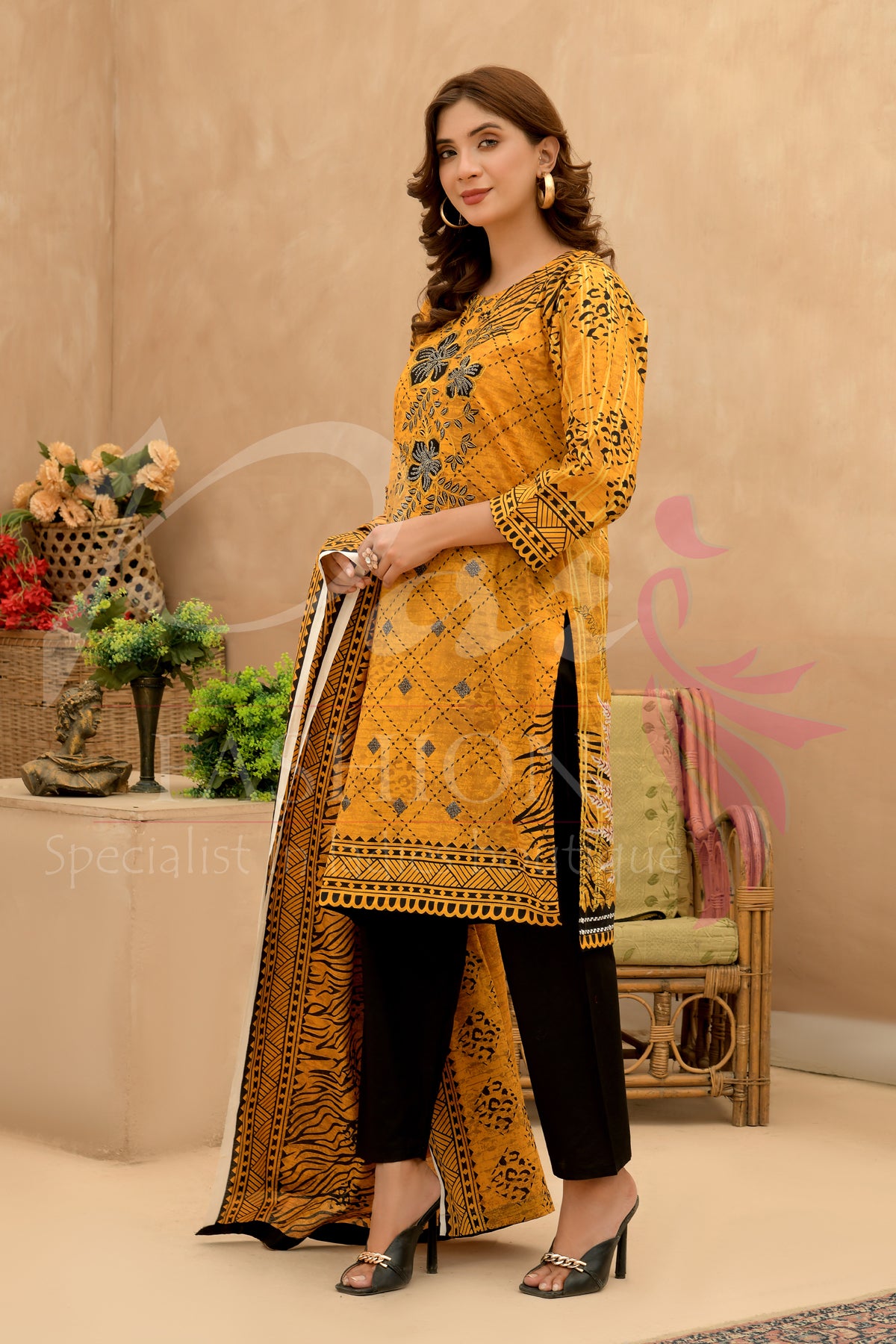 3PC Unstitched EMB Printed Lawn