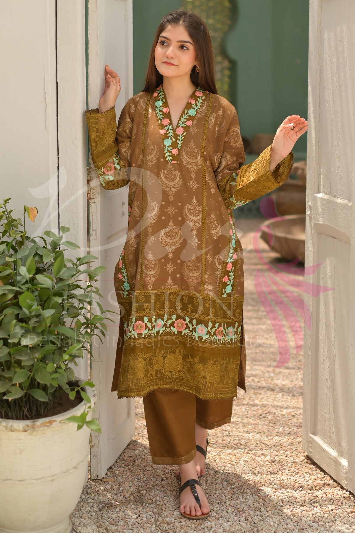 2PC Printed EMD Lawn Dress