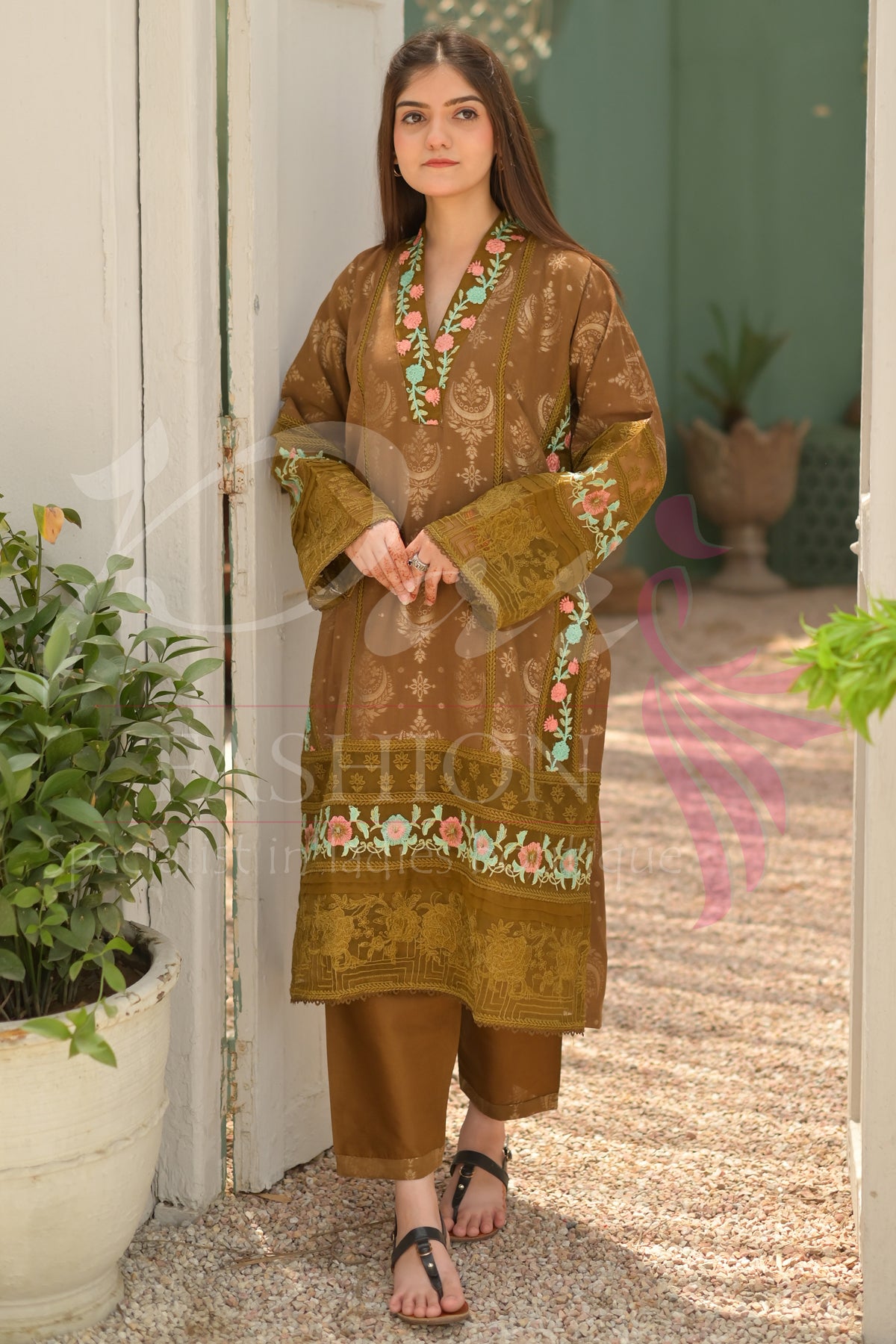 2PC Printed EMD Lawn Dress