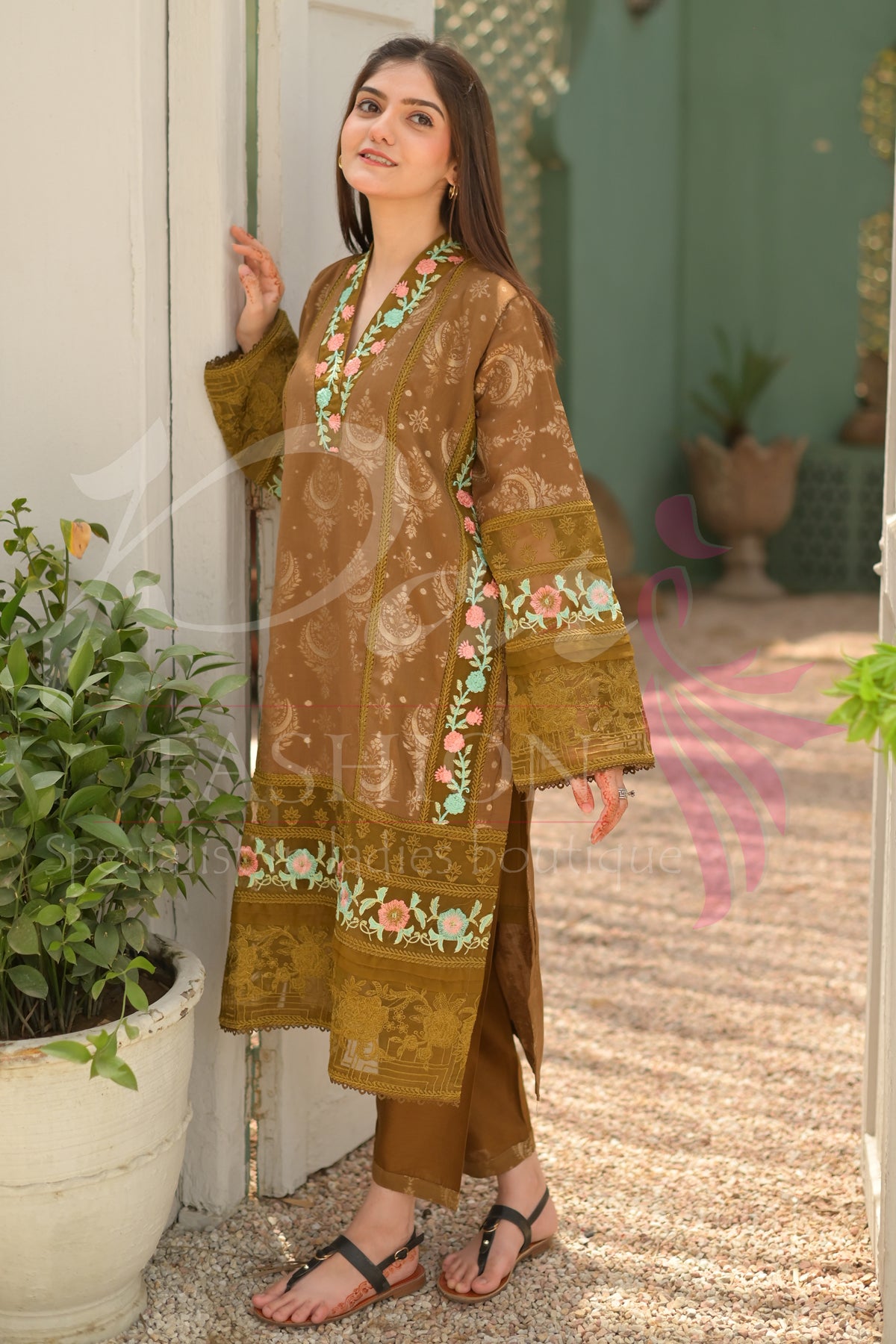 2PC Printed EMD Lawn Dress