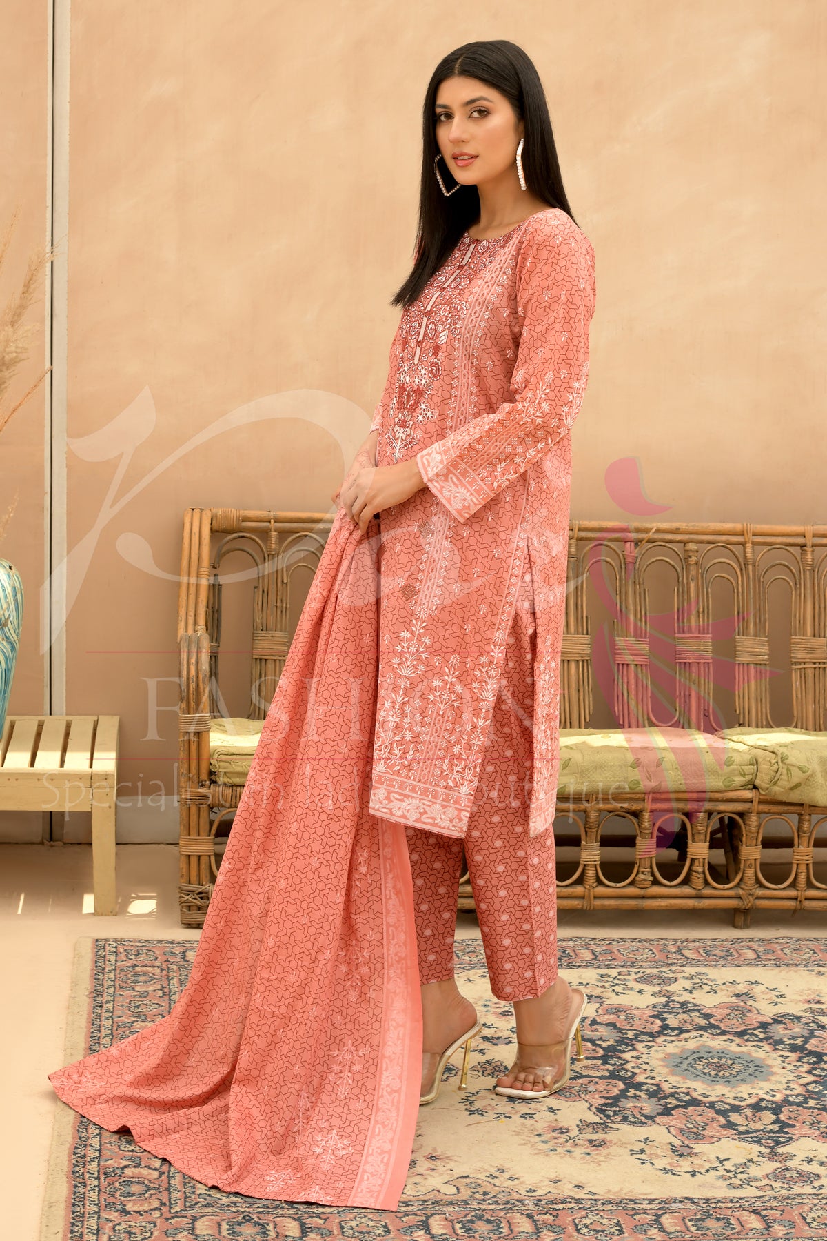 3PC Unstitched EMB Printed Lawn