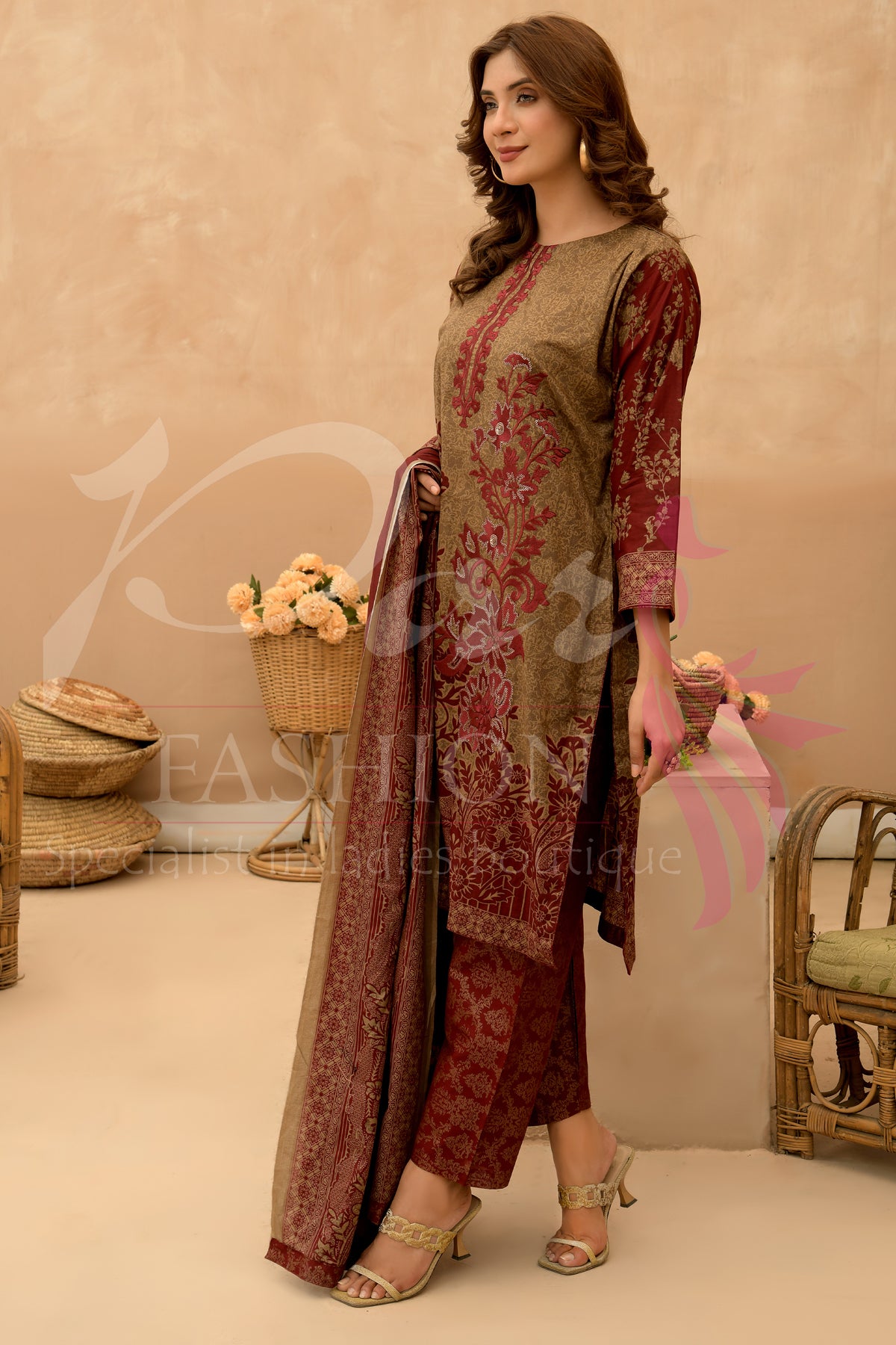 3PC Unstitched EMB Printed Lawn