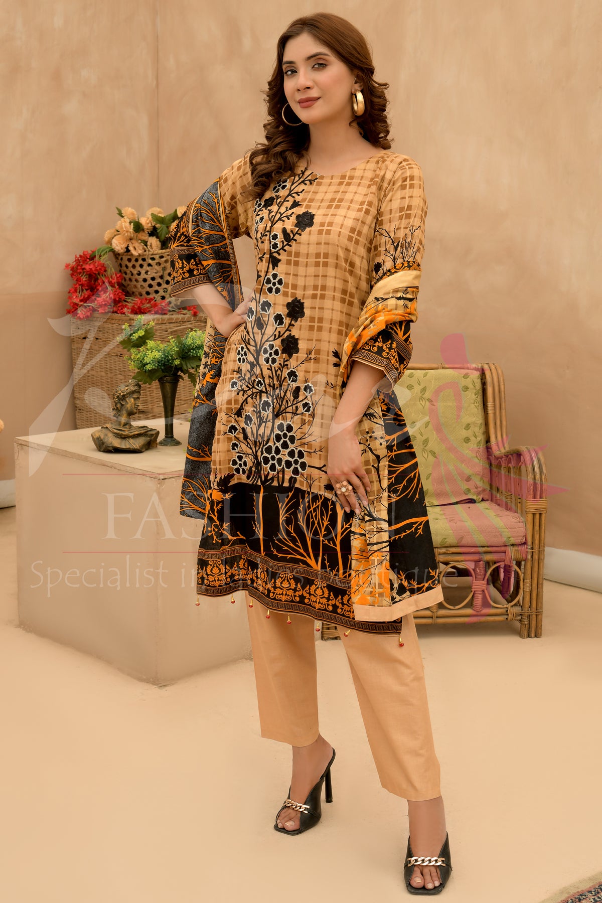 3PC Unstitched EMB Printed Lawn