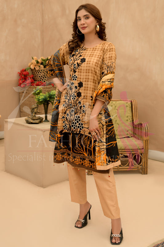 3PC Unstitched EMB Printed Lawn