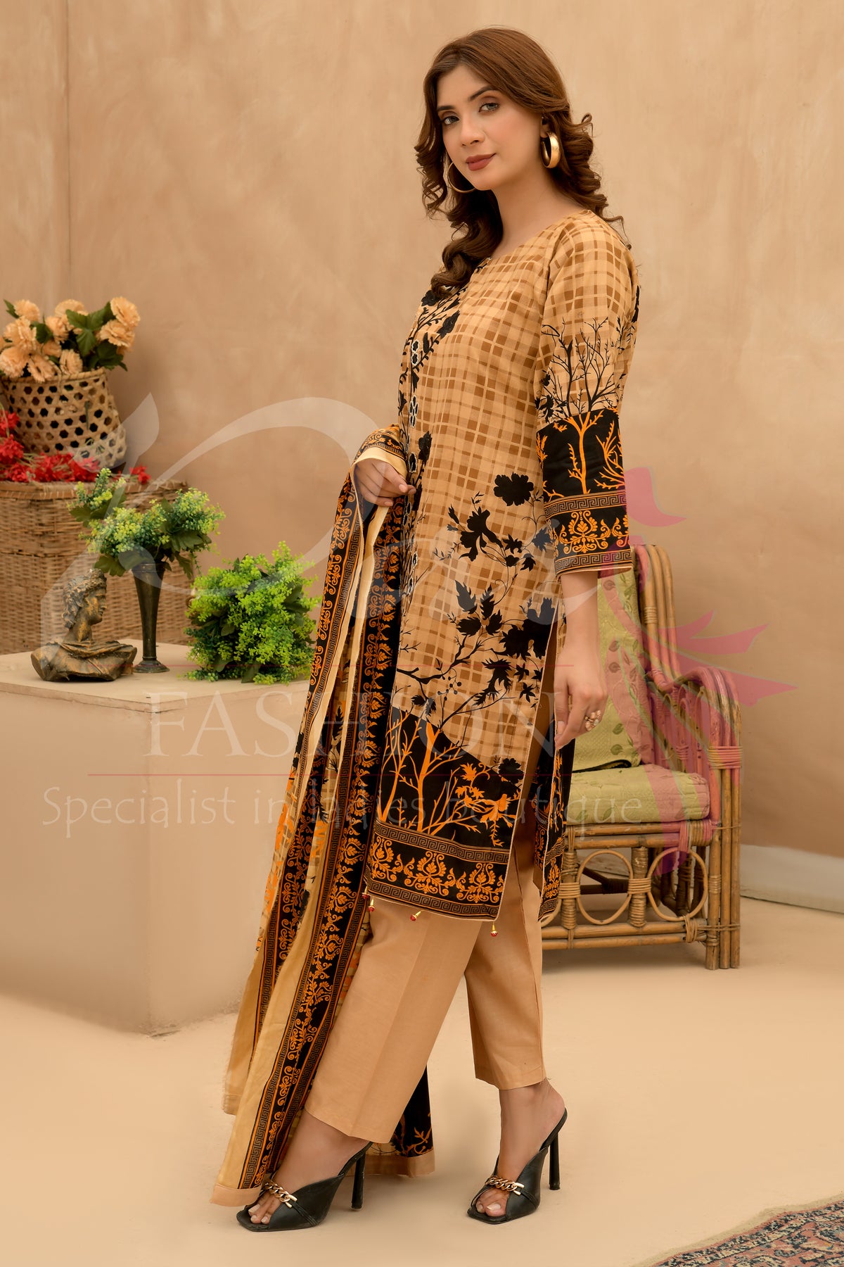 3PC Unstitched EMB Printed Lawn
