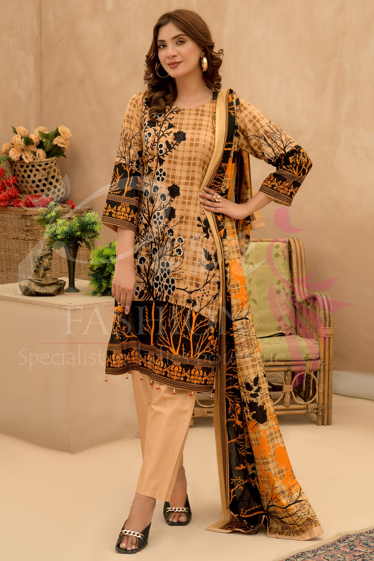 3PC Unstitched EMB Printed Lawn