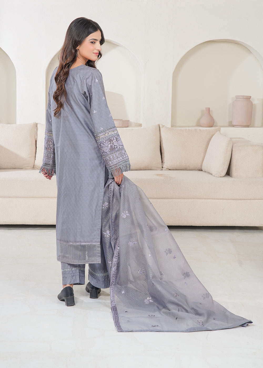 Silver Mist Embroidered 3pc