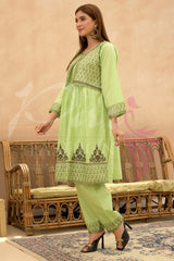 2PC Shirt Embroidered Frock