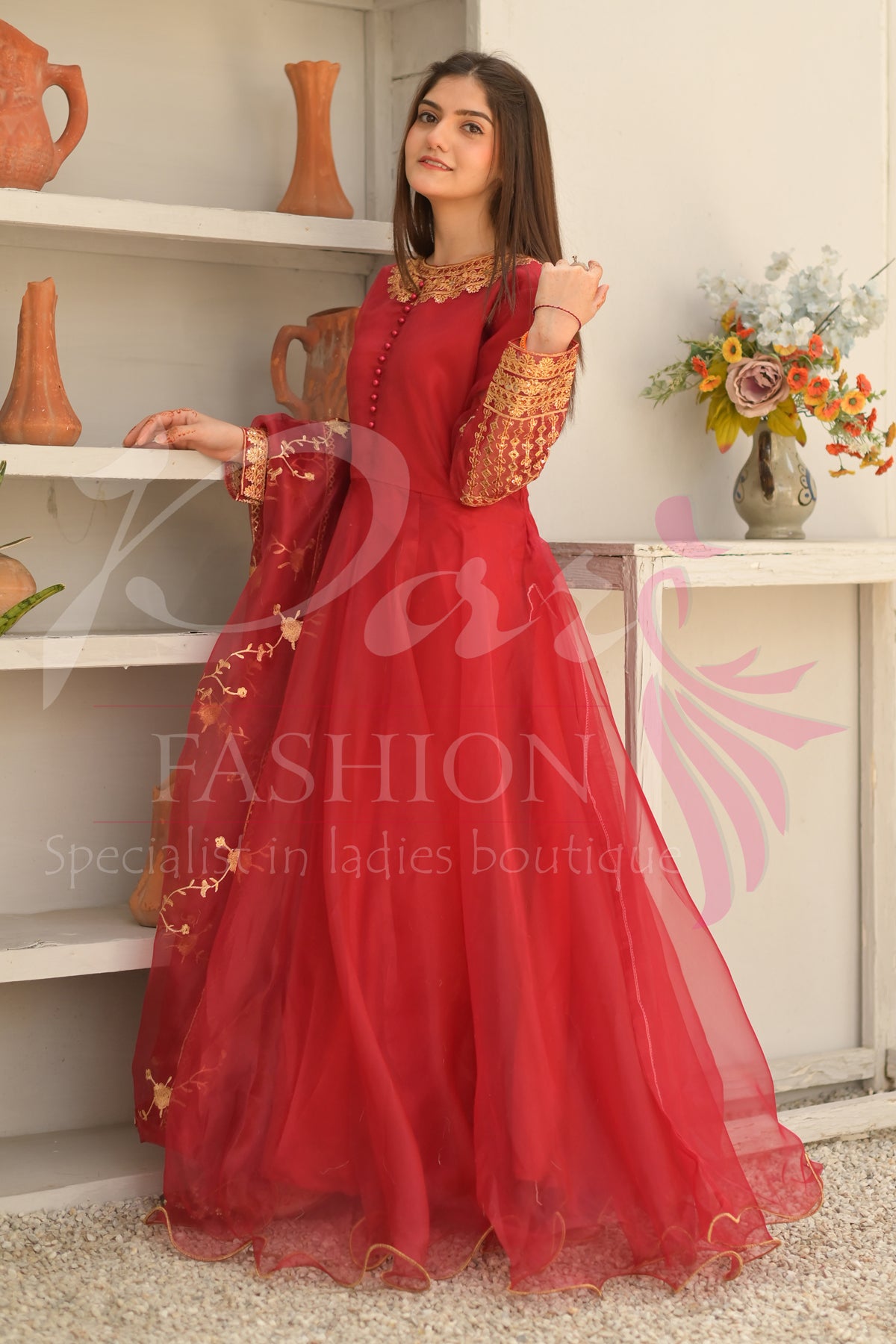 3PC Embroidered Maxi