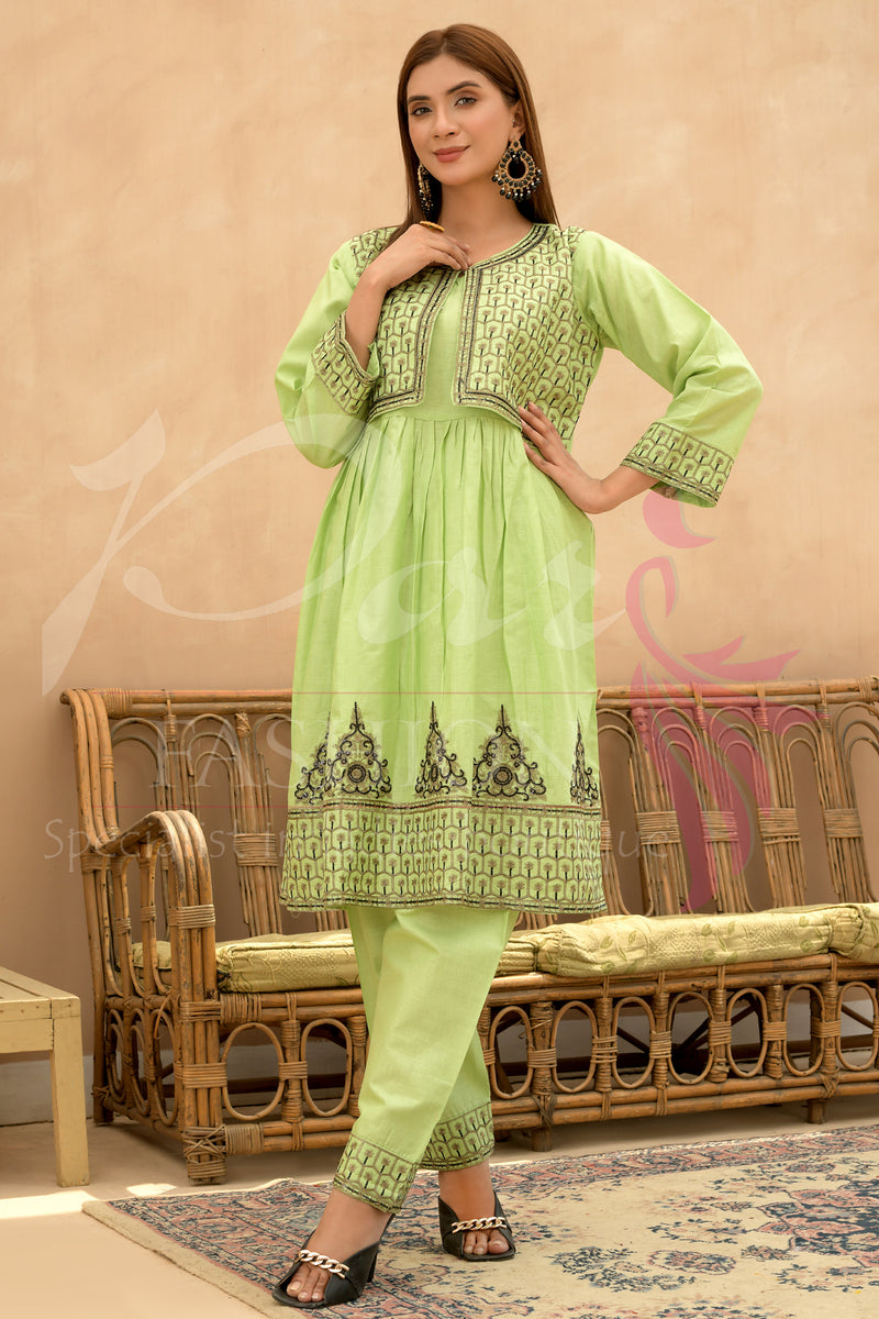 2PC Shirt Embroidered Frock