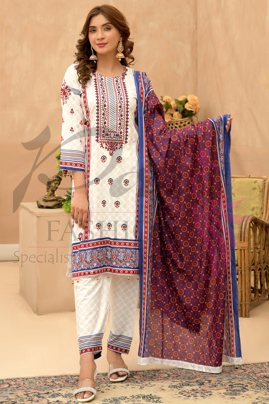 3PC EMB Printed Lawn