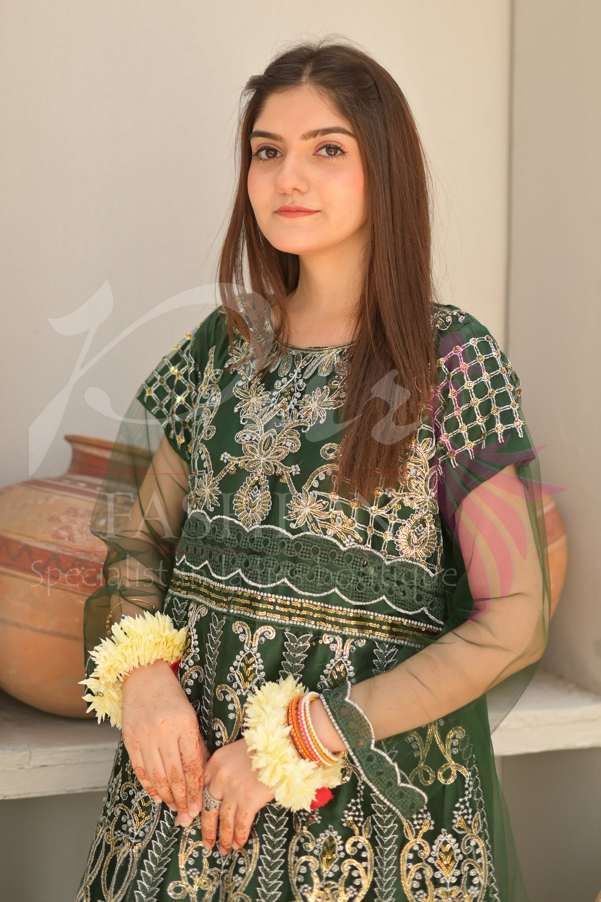 3PC Embroidered Maxi