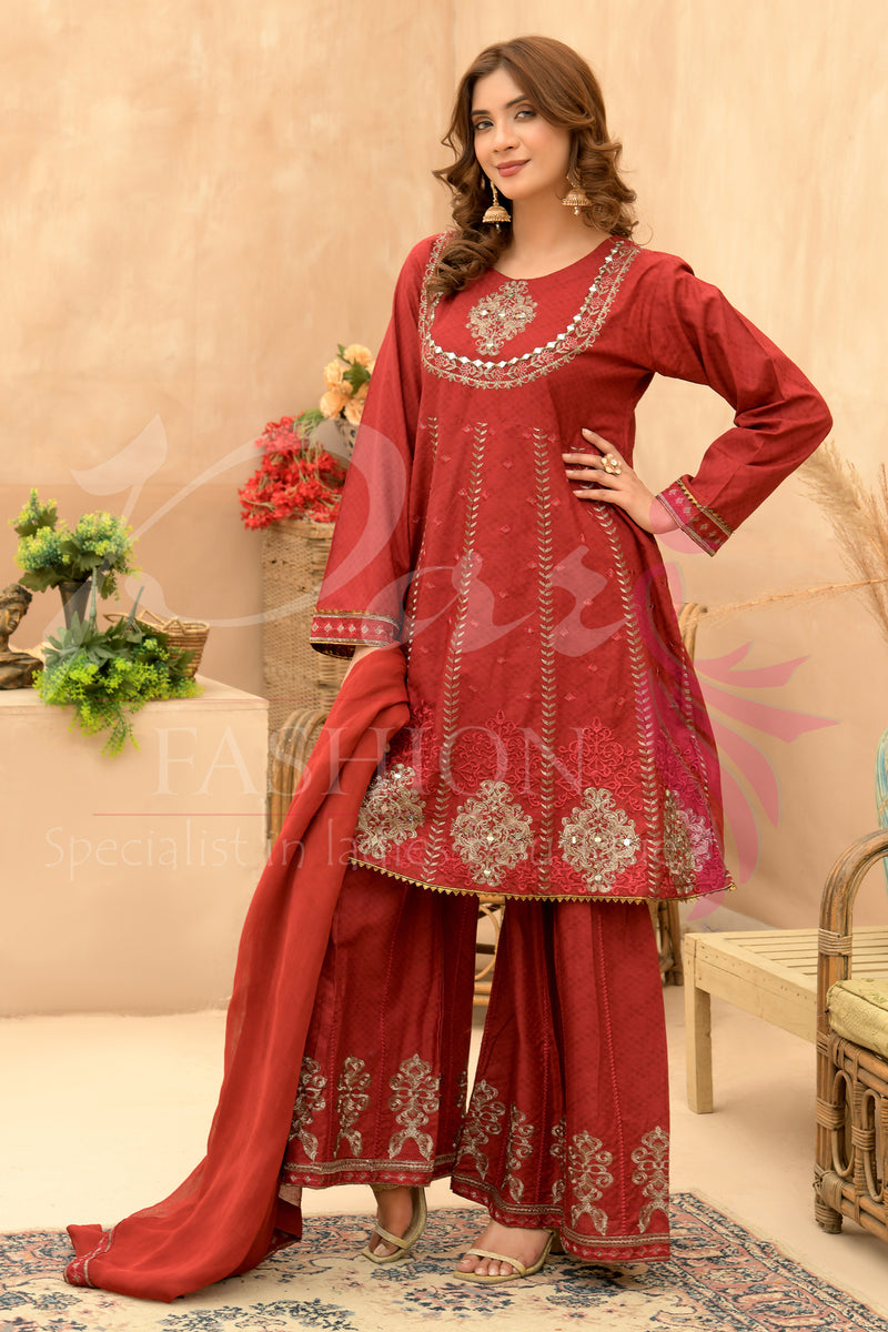 3PC Embroidered Dress