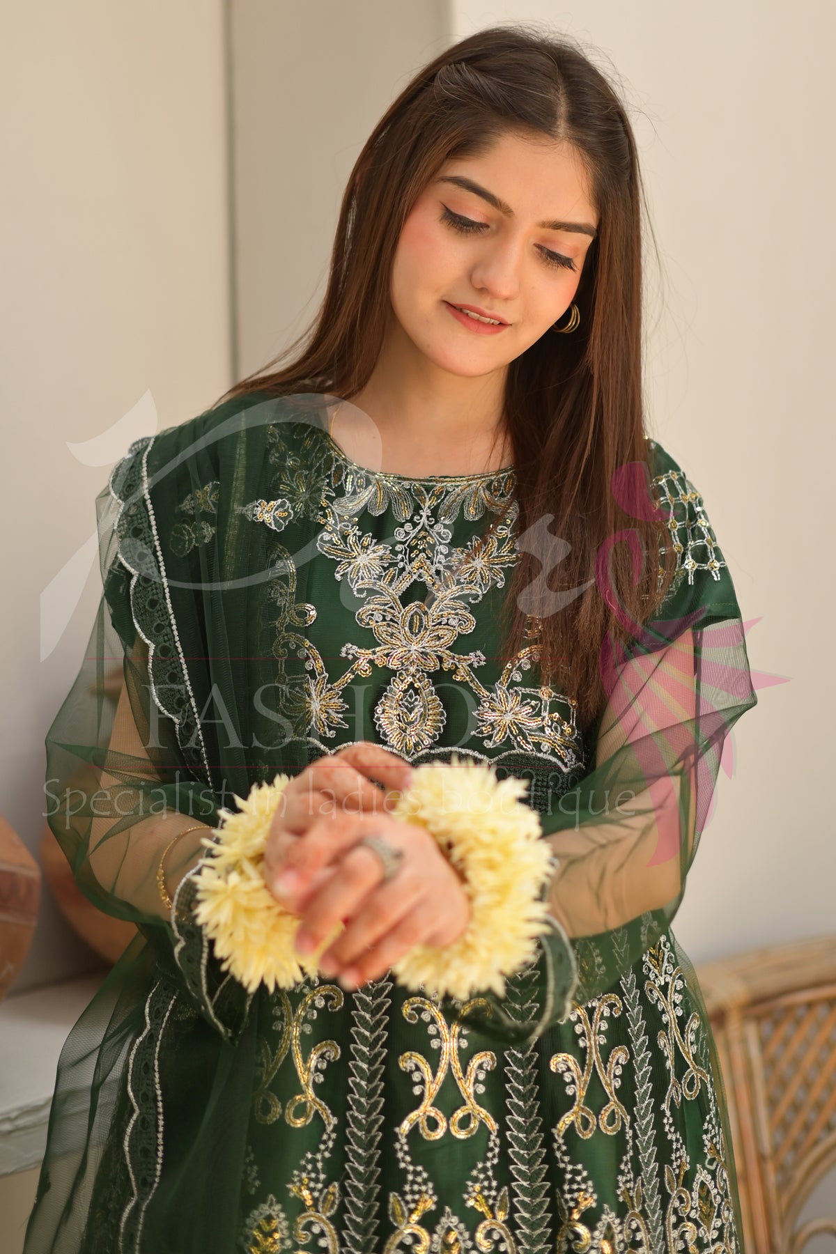 3PC Embroidered Maxi