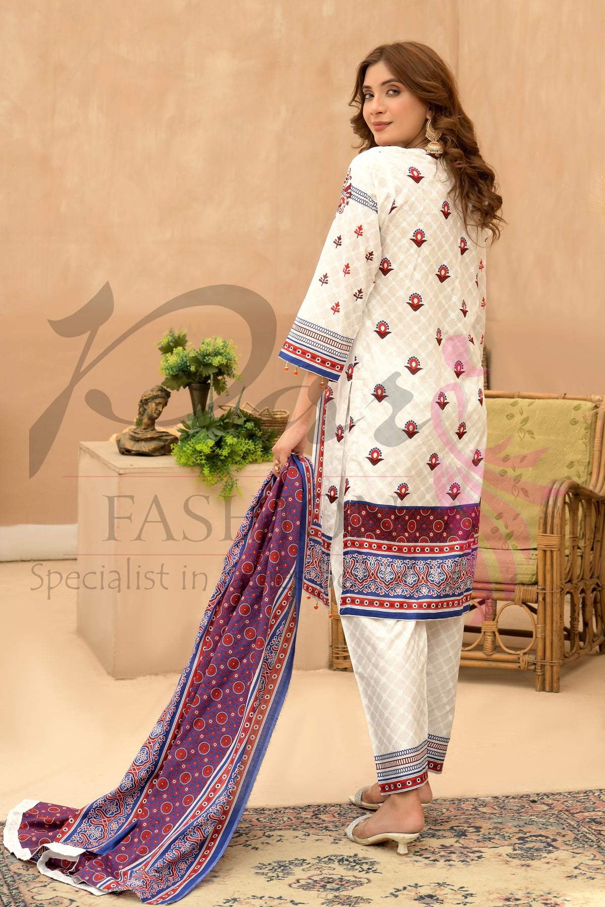 3PC Unstitched EMB Printed Lawn