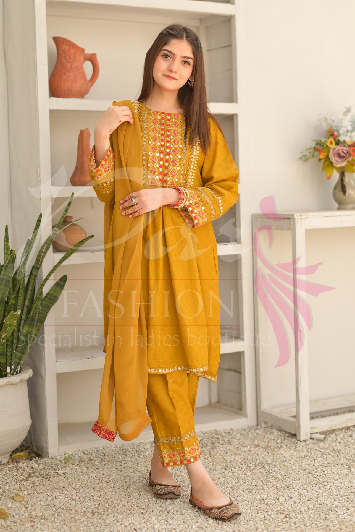 3PC Embroidered Frock