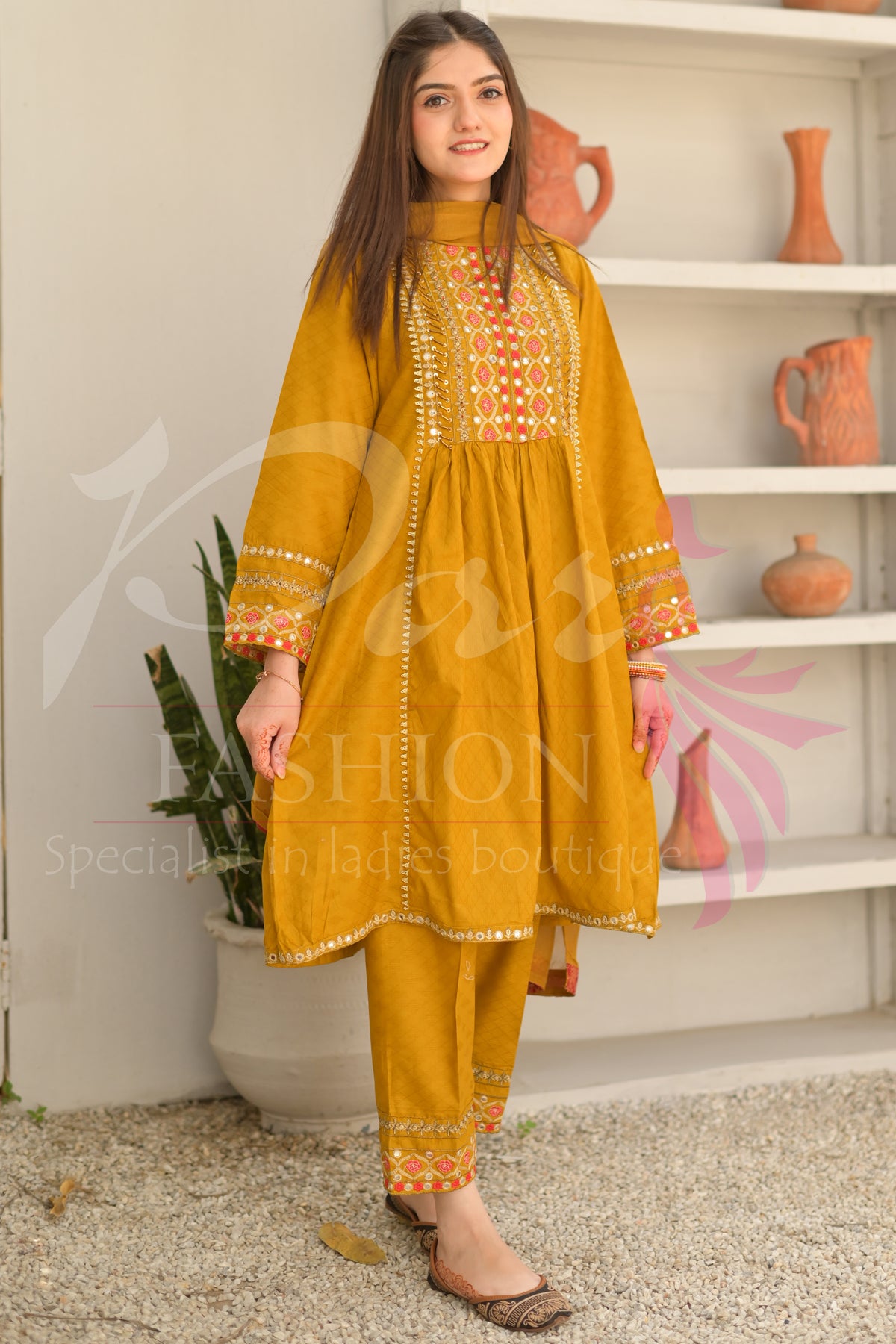 3PC Embroidered Frock