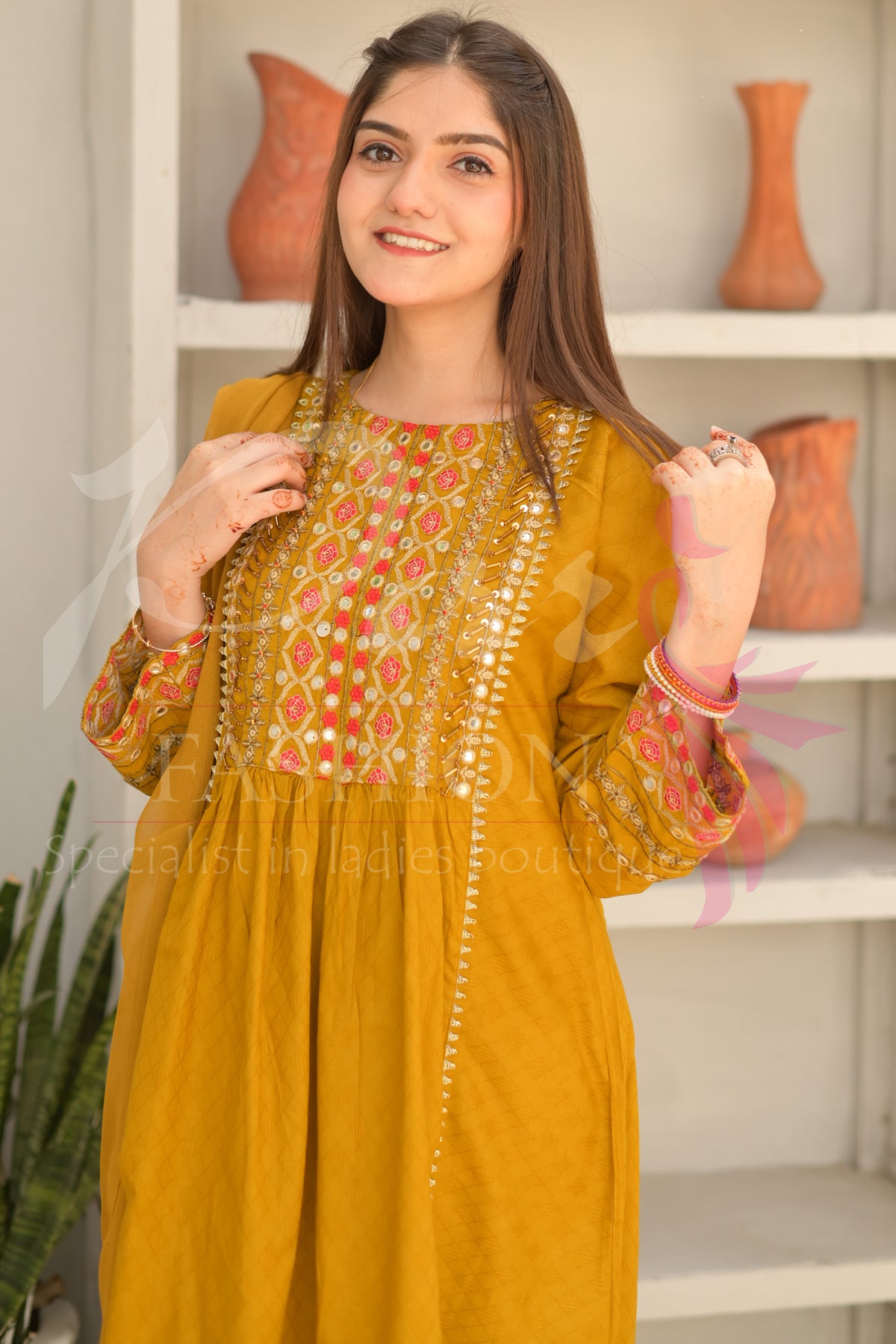 3PC Embroidered Frock