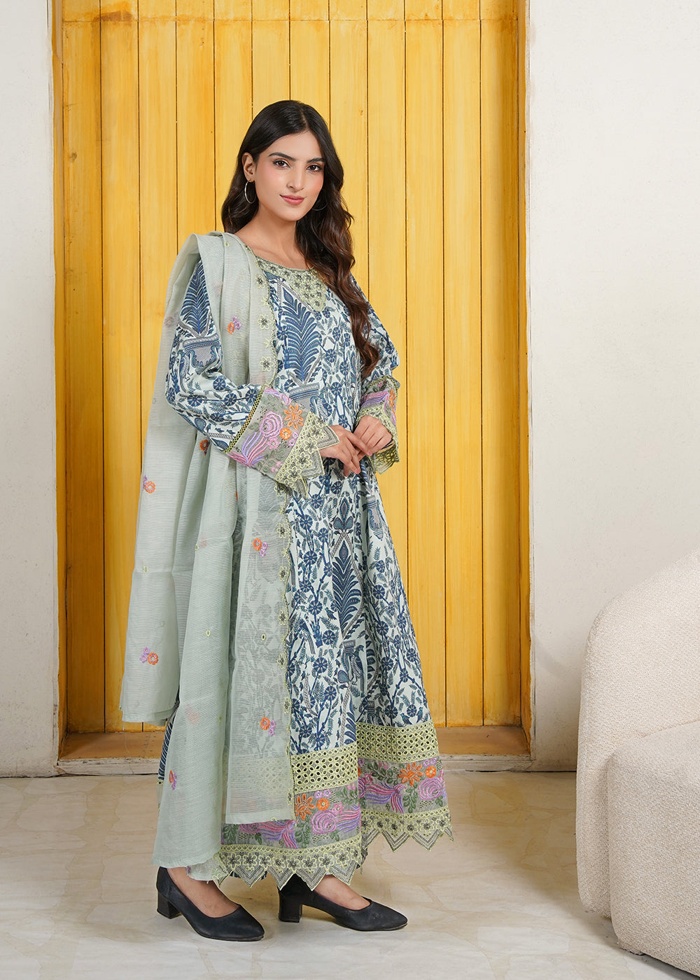 Aqua Garden Frock 3pc