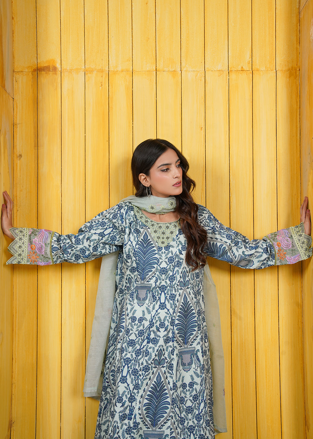 Aqua Garden Frock 3pc