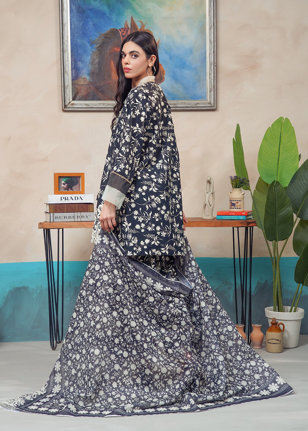 Midnight Ivory Farshi 3PC