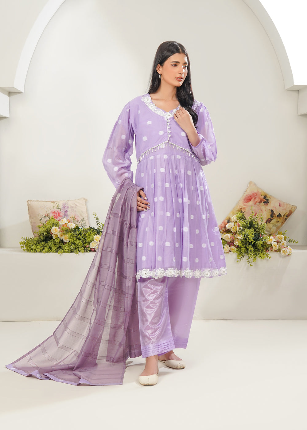 Lilac Charm Frock set 3PC