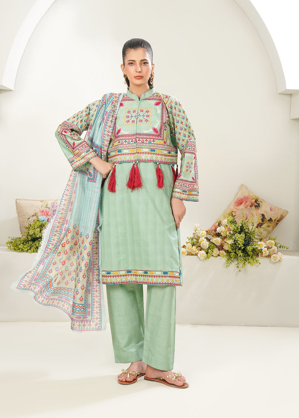 Embroidered Lawn Suit with Jacket 3PC