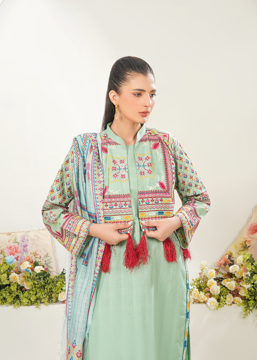Embroidered Lawn Suit with Jacket 3PC