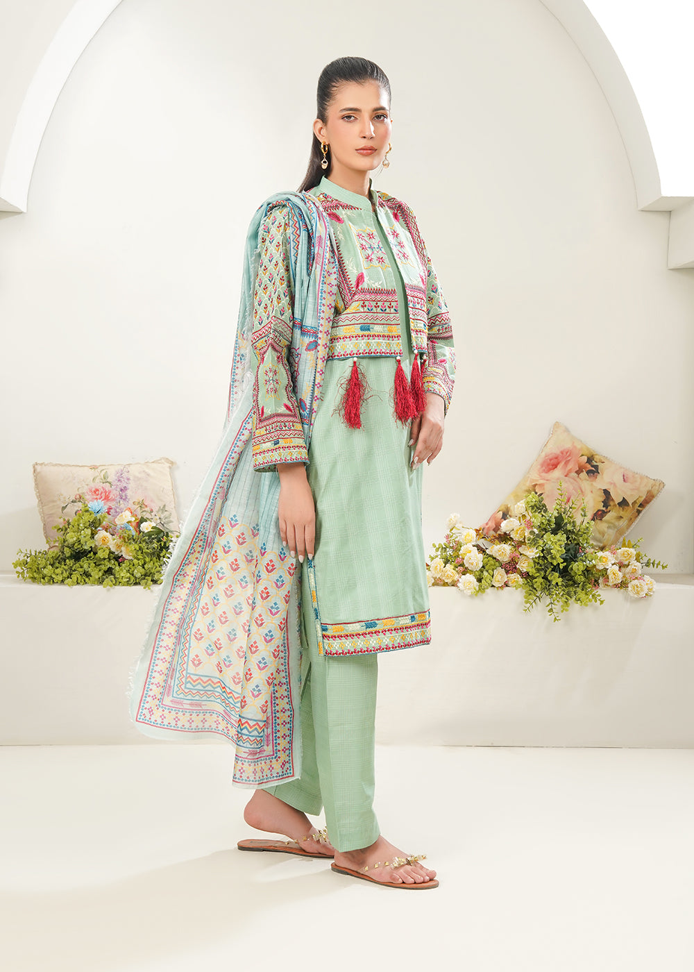 Embroidered Lawn Suit with Jacket 3PC