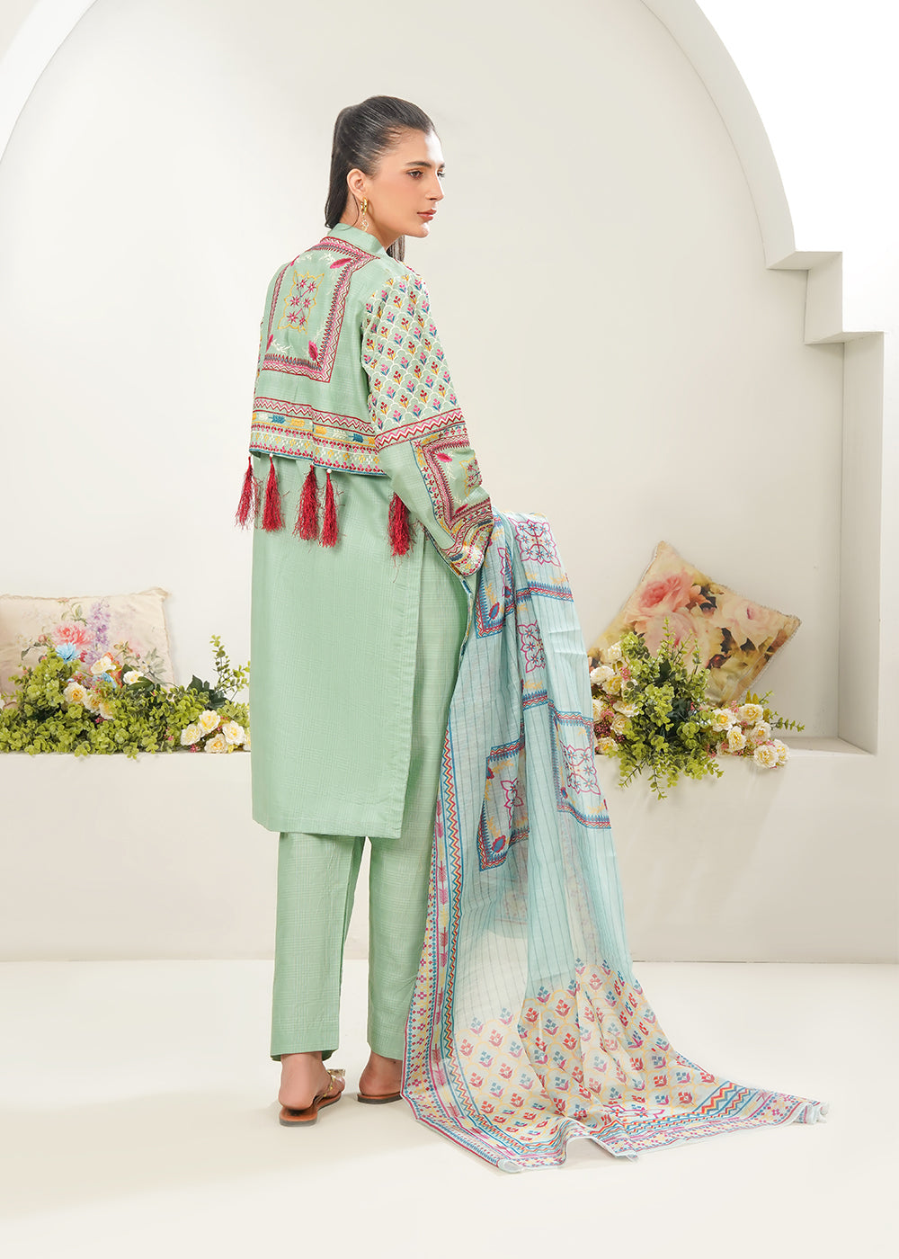 Embroidered Lawn Suit with Jacket 3PC