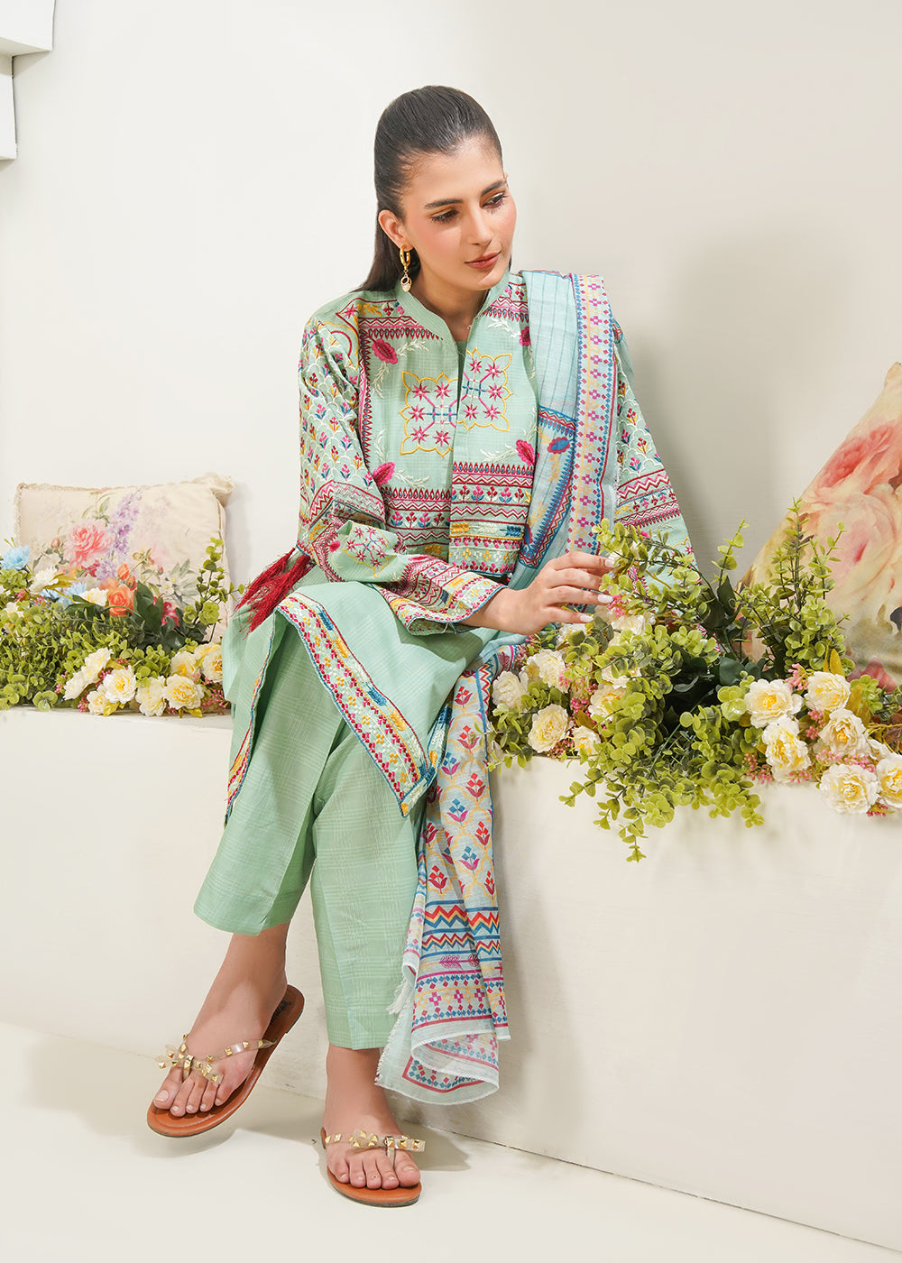 Embroidered Lawn Suit with Jacket 3PC