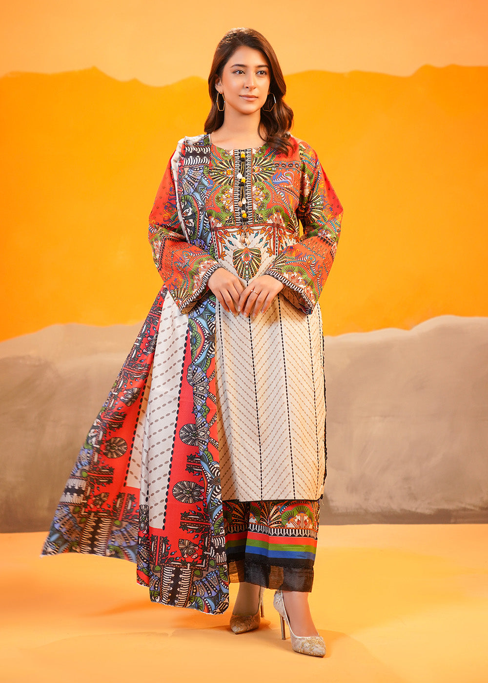 Ethnic Printed Khaddar Set