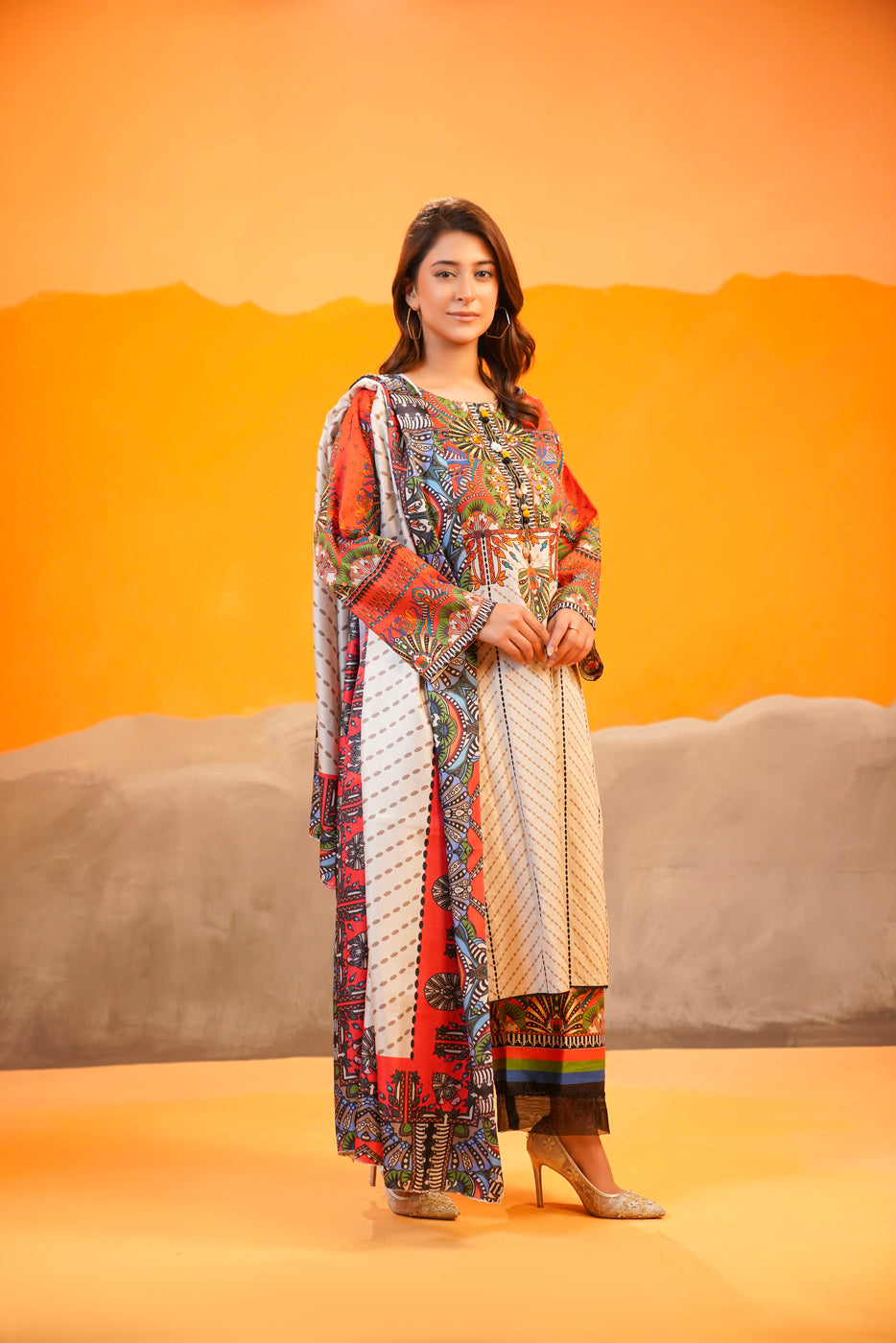Ethnic Printed Khaddar Set