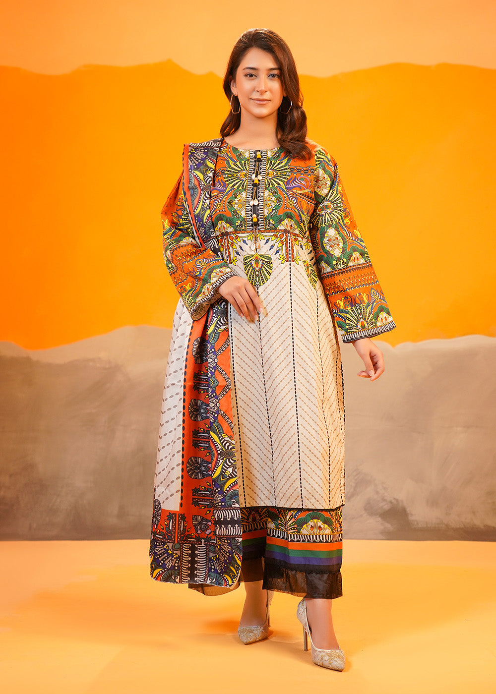 Ethnic Printed Khaddar Set