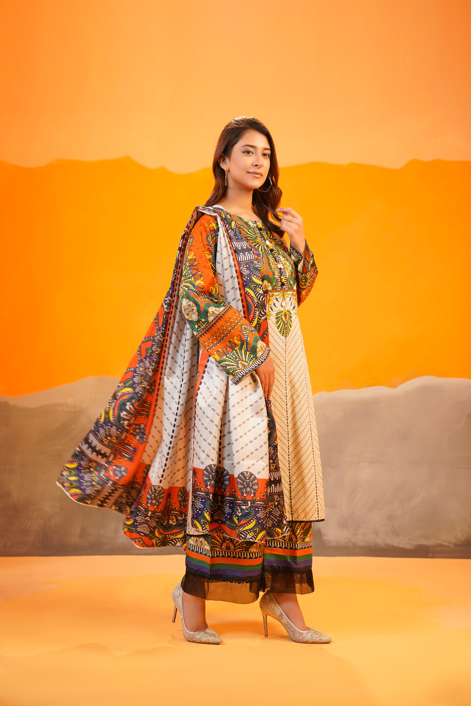 Ethnic Printed Khaddar Set