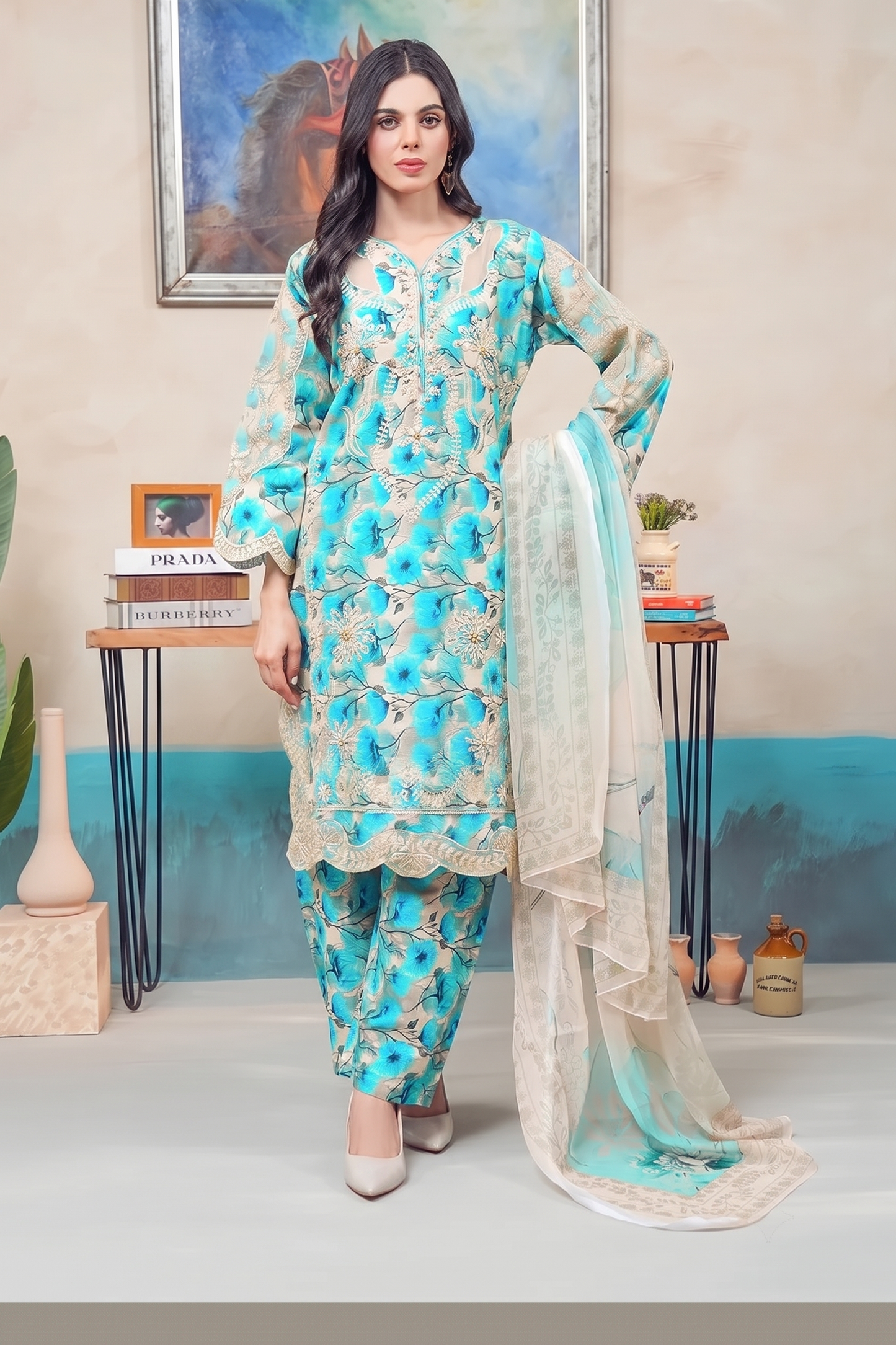 Turquoise Bloom 3PC