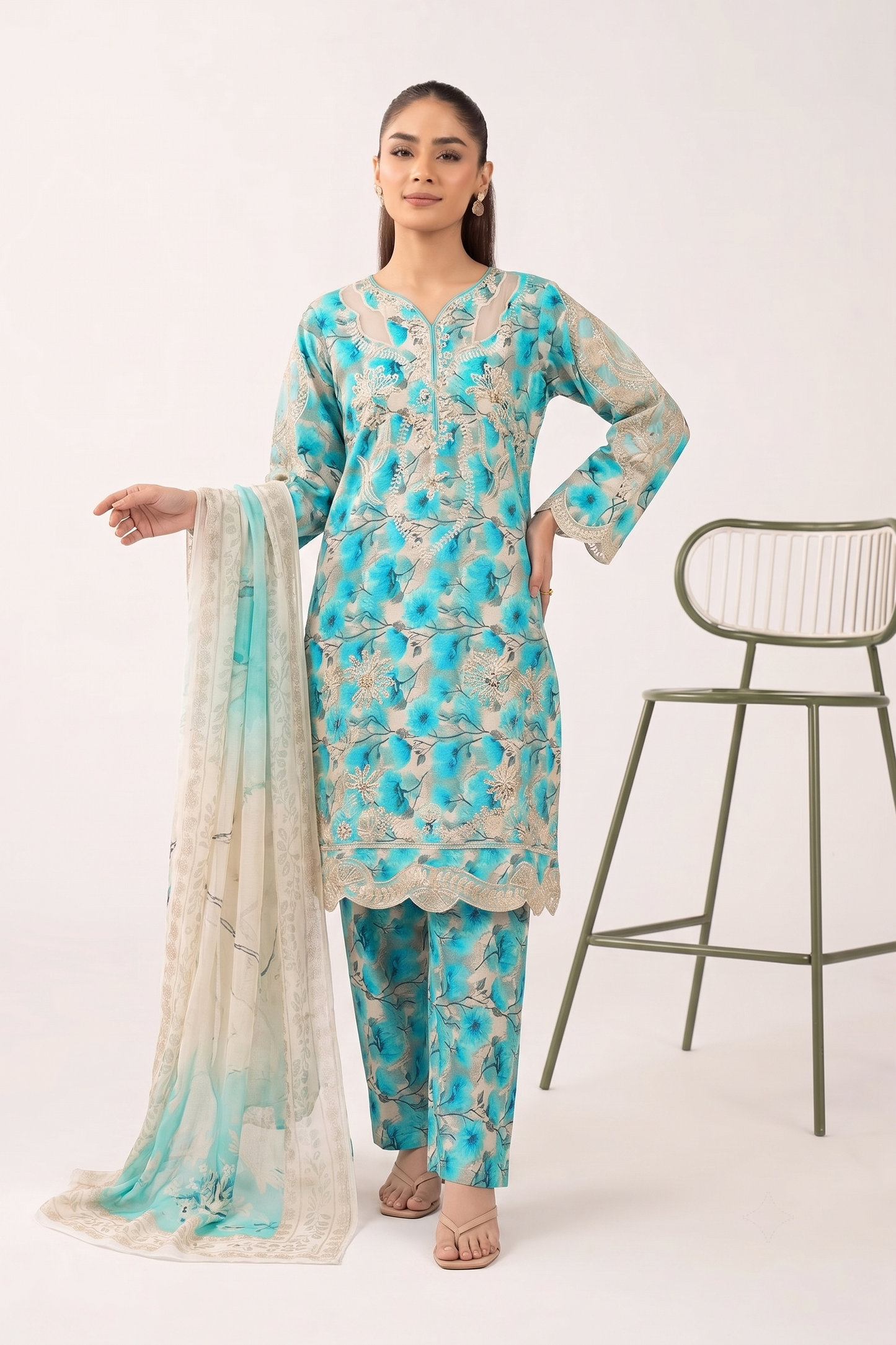 Turquoise Bloom 3PC