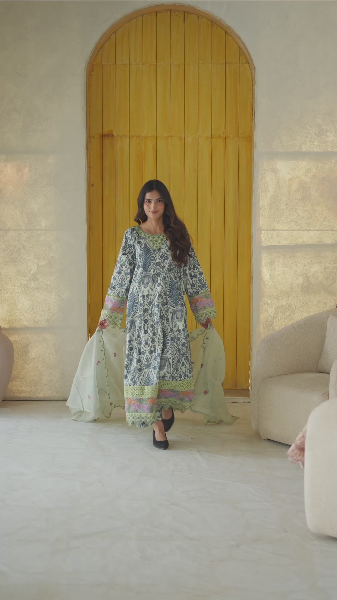 Aqua Garden Frock 3pc