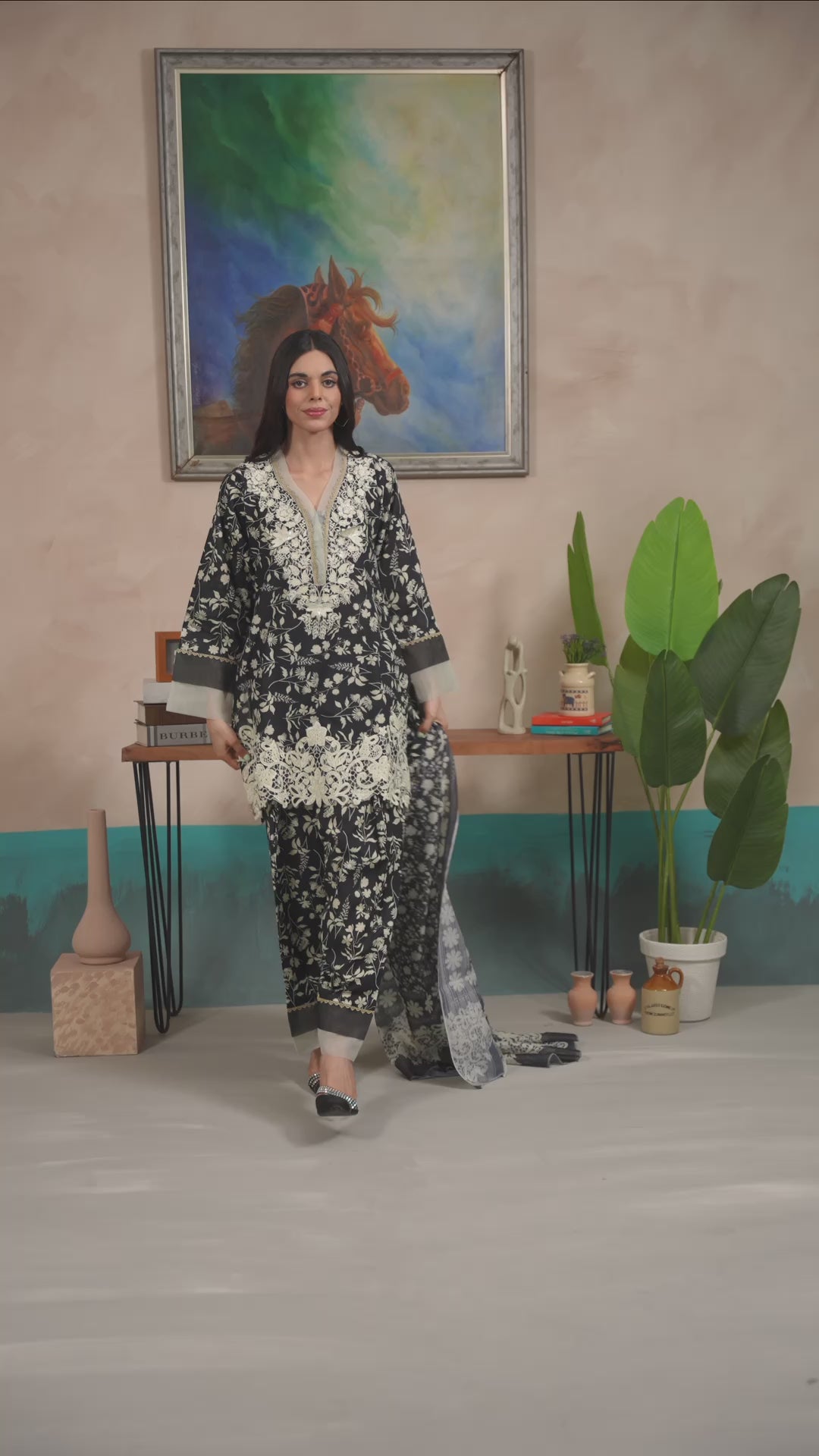 Midnight Ivory Farshi 3PC