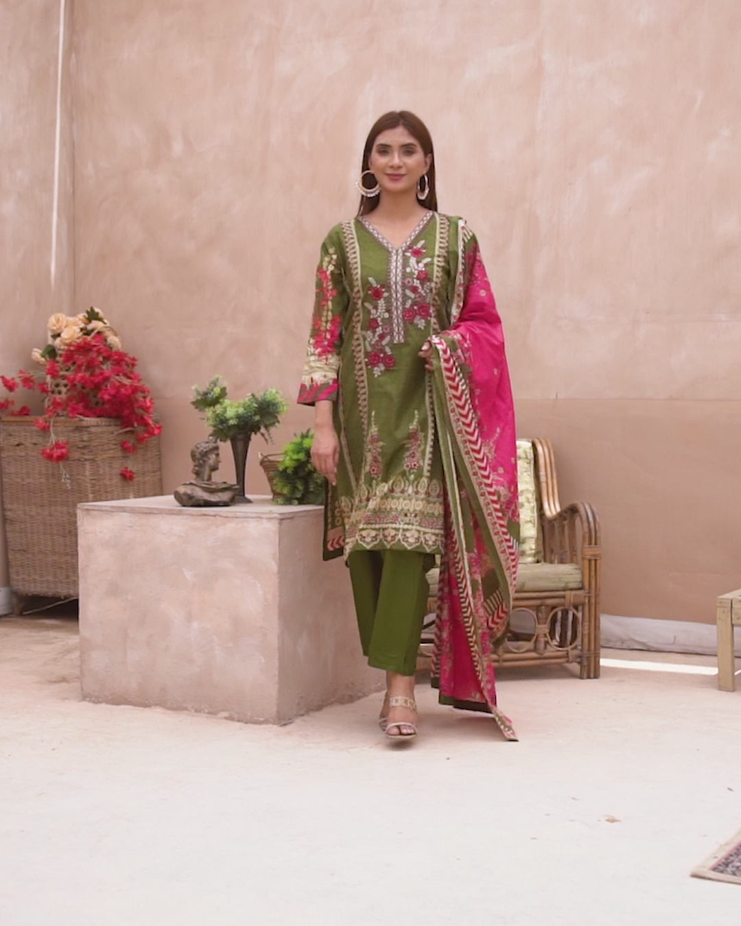 3PC Unstitched EMB Printed Lawn