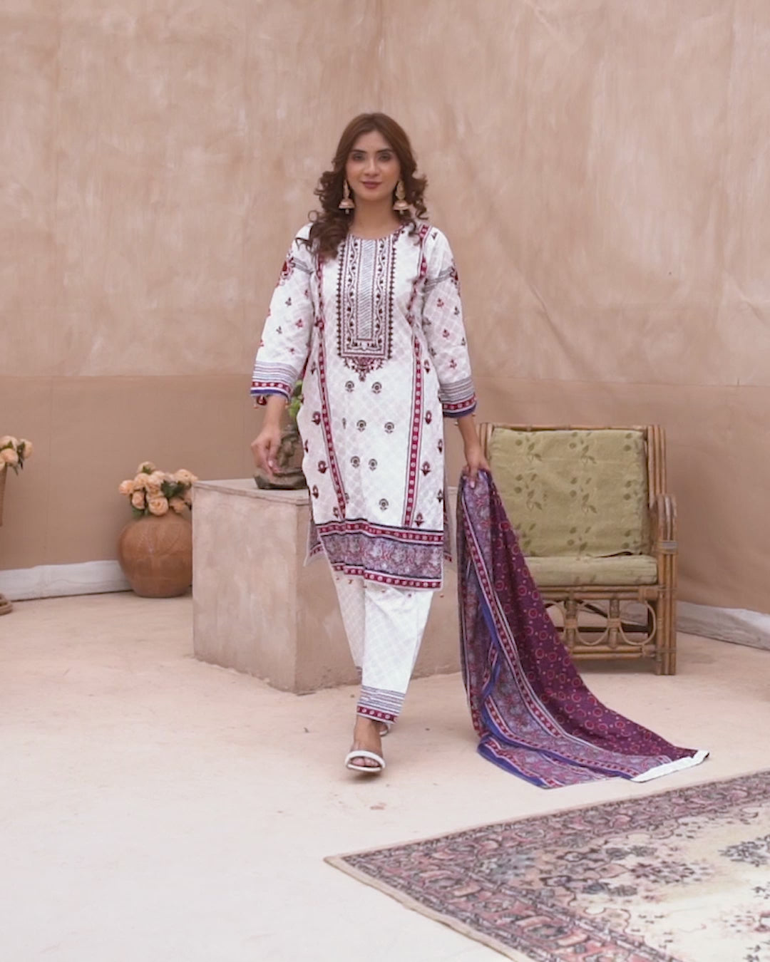 3PC Unstitched EMB Printed Lawn