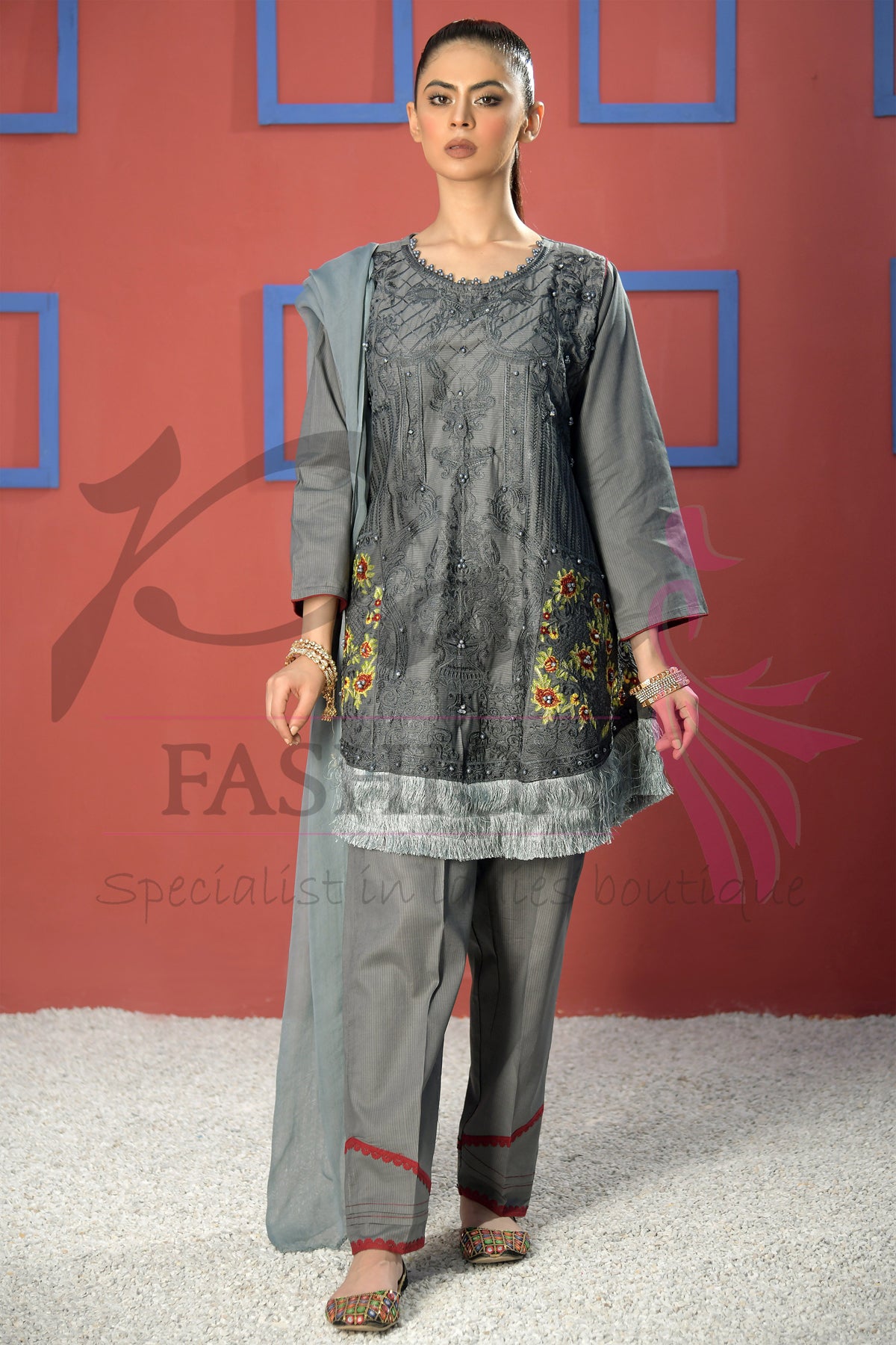 3pc Embroidered suit