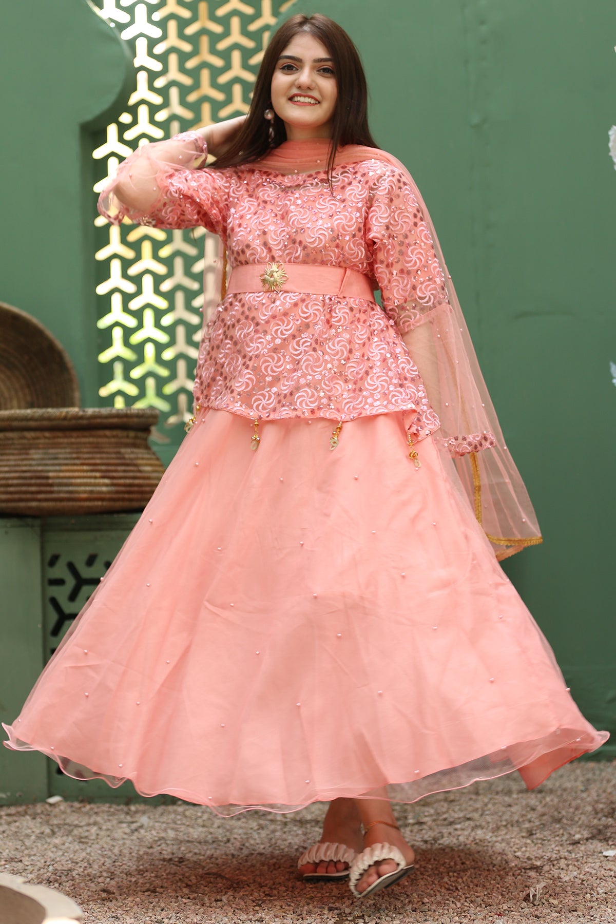 3PC Fancy Net Dress
