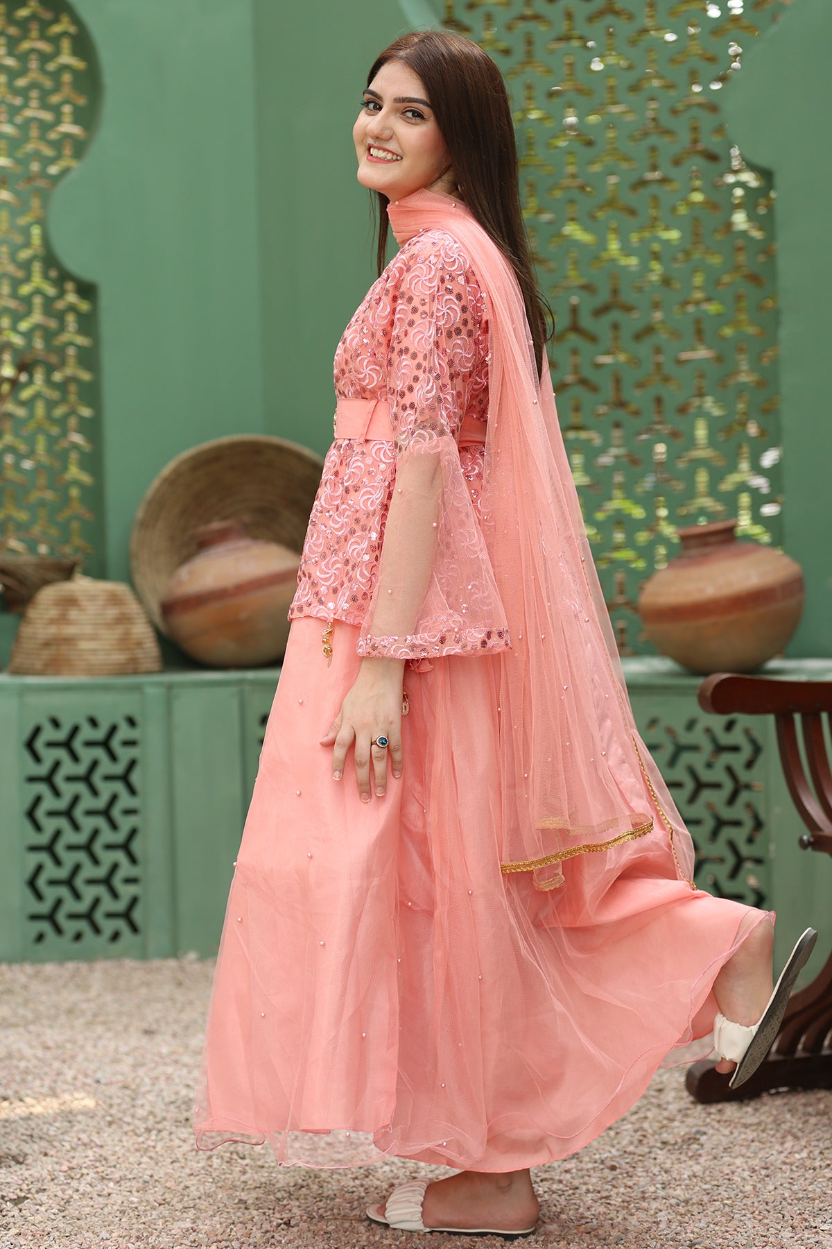 3PC Fancy Net Dress